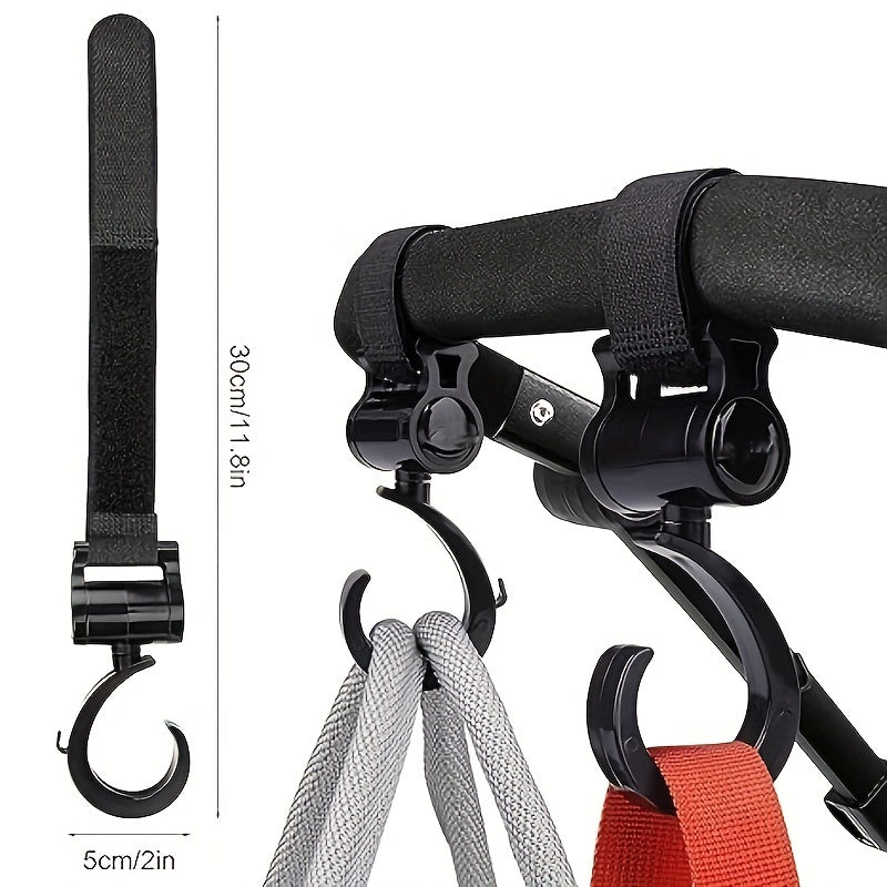 Ganchos para cochecito 2 unidades con diseño giratorio de 360° para portabebés, bicicletas y reposacabezas de coche