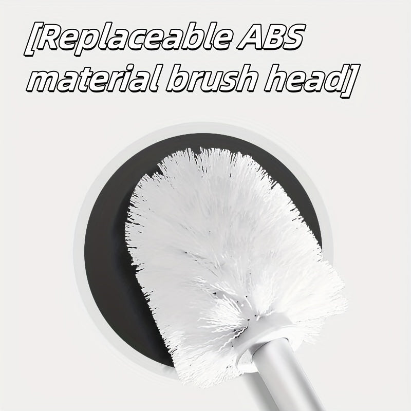 Toilet Brush Set with Handle and 3 Replacement Heads, No-Dead-Corner Design
