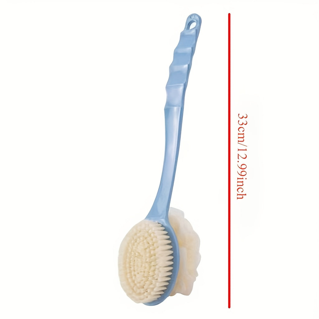 Double-Headed Bath Brush with Soft Loofah for Back Scrubbing Battery-Free Oil-Free