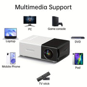 Proyector mini portátil con enchufe EU, soporte 1080P, pantalla para películas y juegos