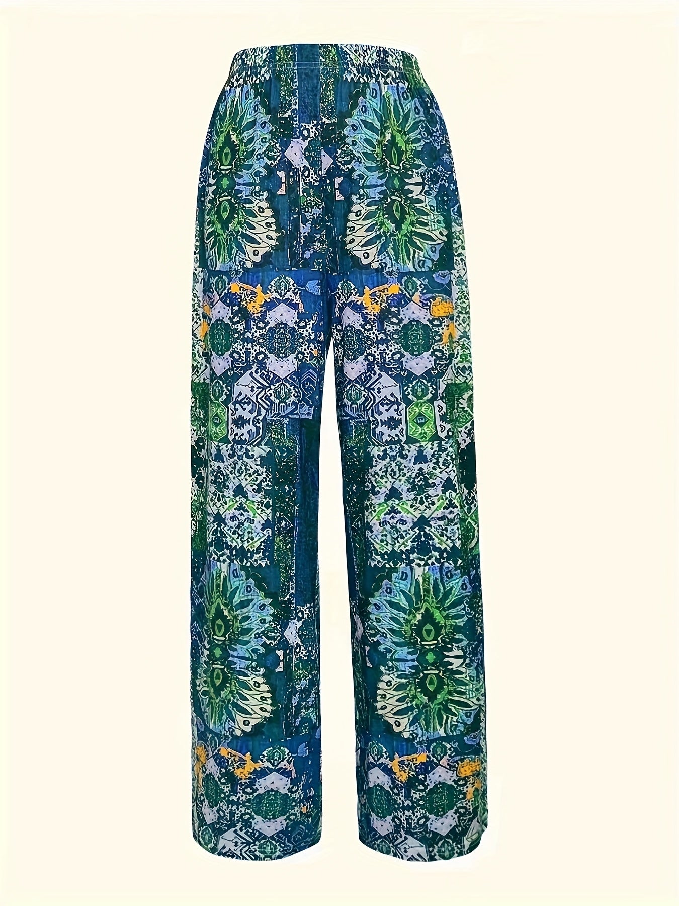 Women's Tribal Print Wide Leg Pants Polyester Blend All-Season Plus Size