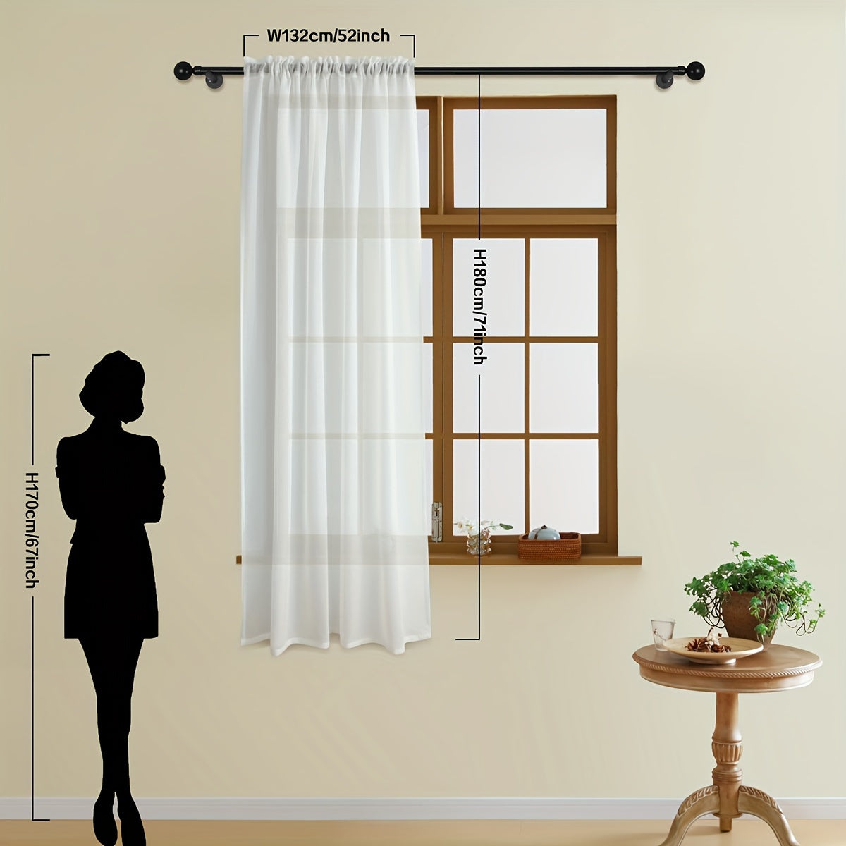 White Sheer Curtain with Rod Pocket for Living Room Bedroom Office