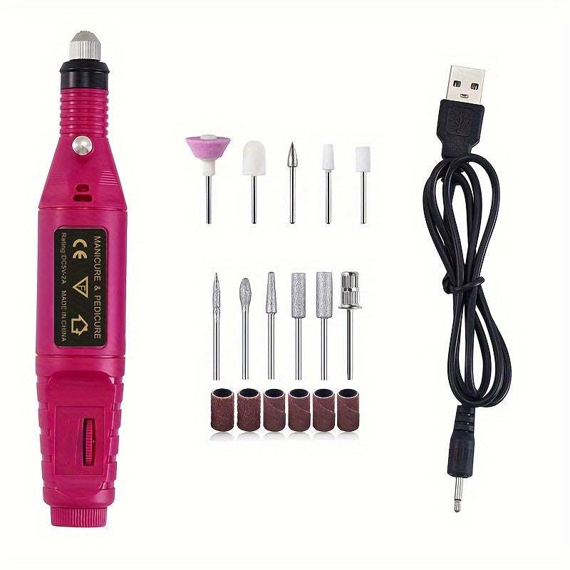 Профессиональный набор из 11 предметов для полировки ногтей работает от USB, не имеет запаха и прост в использовании для ухода за ногами, руками и ногтями, идеально подходит для салона или домашнего использования.