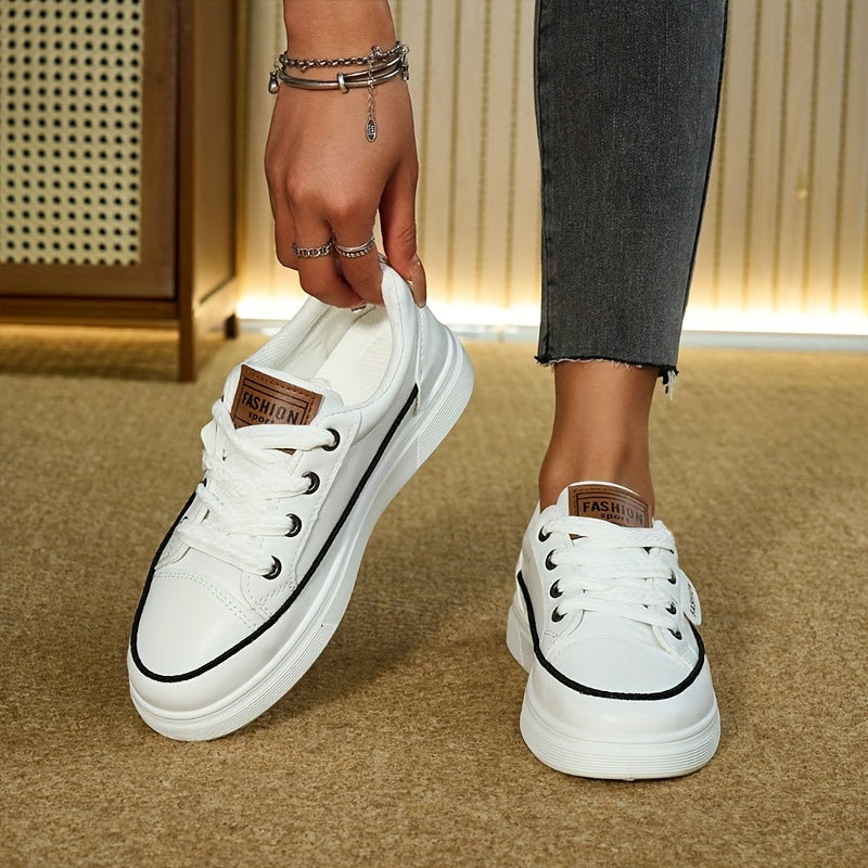 Women'S Casual Lightweight Skateboard Sneakers Low Top Breathable Fabric