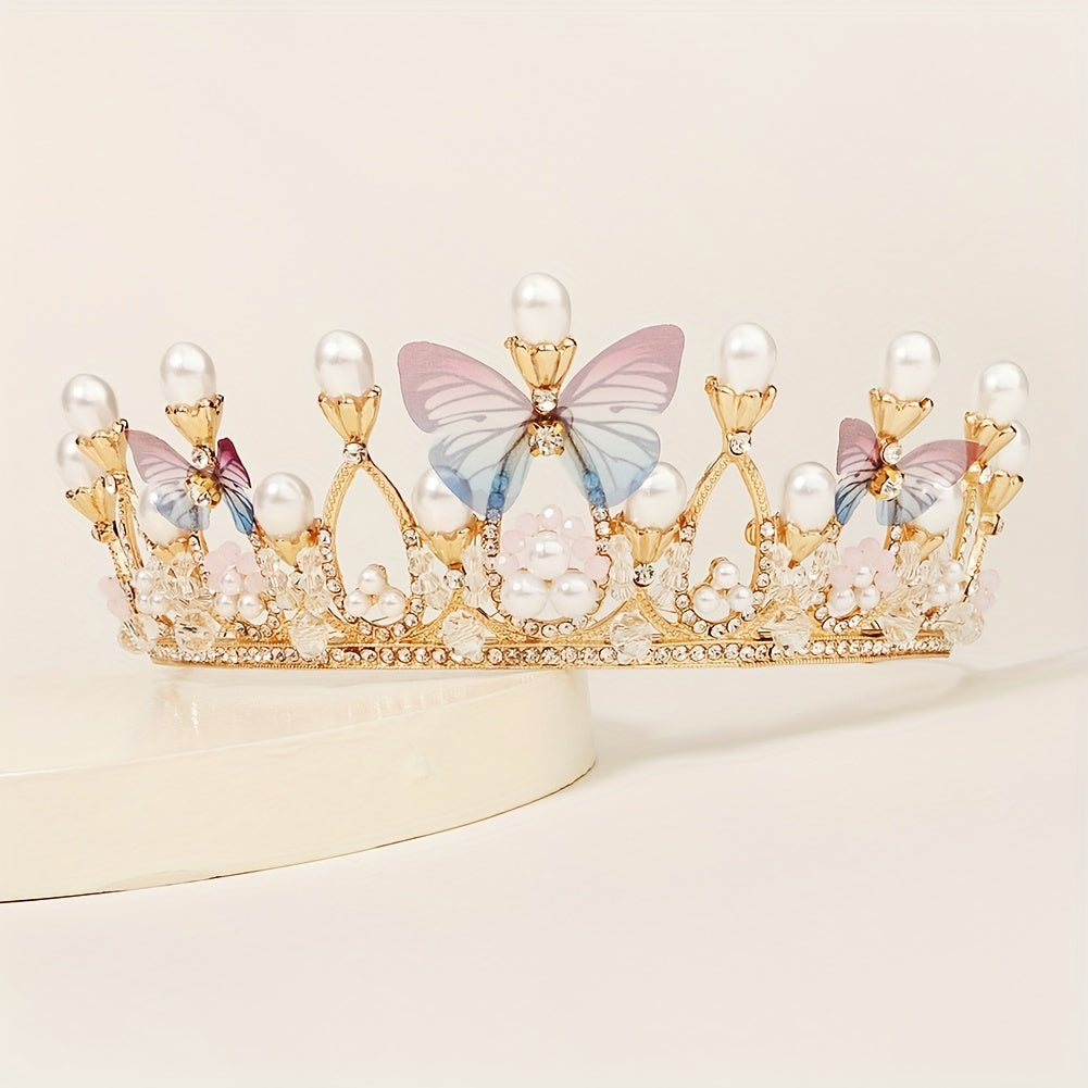 Butterfly Rhinestone Tiara Fairy Crown for Wedding Prom Birthday Daily Wear