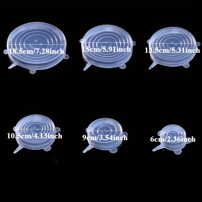 Set of 6 BPA-Free Silicone Stretch Lids Reusable Bowl Covers Expandable