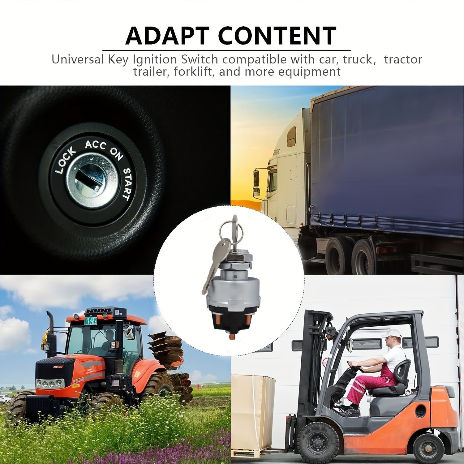 Universal Truck Agricultural Engineering Ignition Switch 4-Position Key