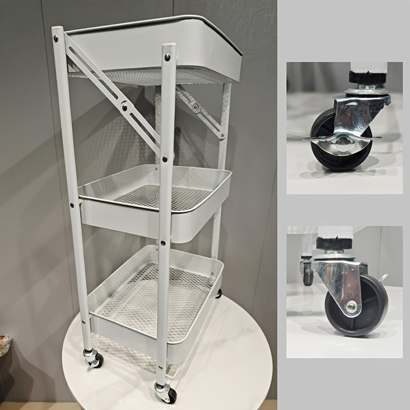 Multi-Layer Plastic Storage Rack Foldable Organizer for Kitchen Bathroom Bedroom