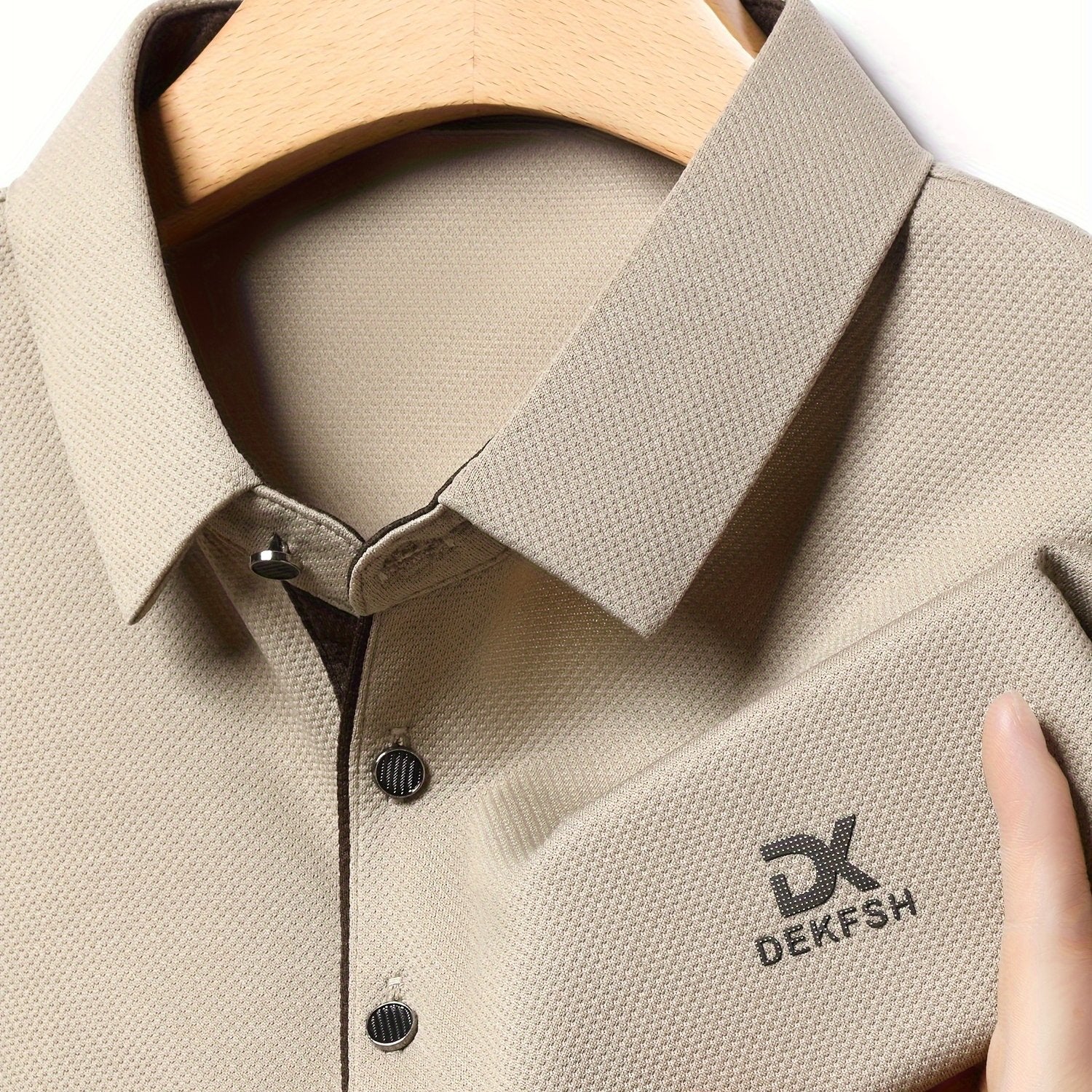 Men's Breathable Polyester Shirt with Letter Print for Golf and Outdoor Activities