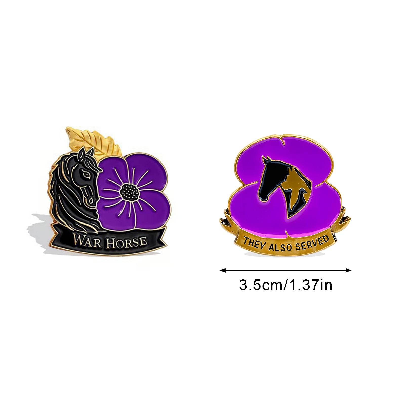 Purple Acrylic Poppy War Horse Brooch Remembrance Pin Military Service Lapel Pin Veterans Support