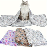 Pet Fleece Blanket Paw Print Pattern Machine Wash Stain Resistant for All Dog Sizes