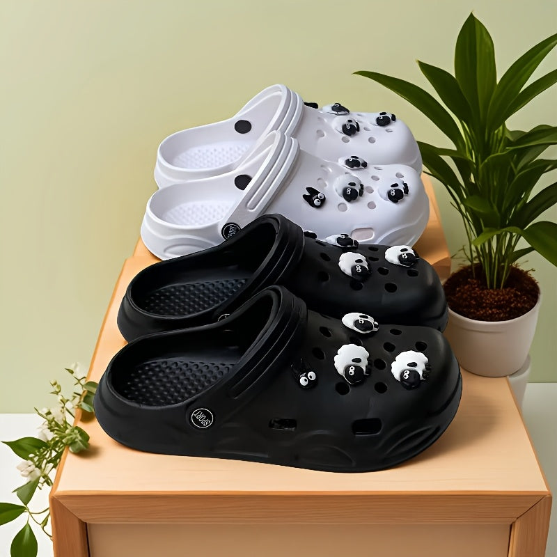 Women's Breathable Lightweight EVA Garden Clogs with Animal Print and Charms