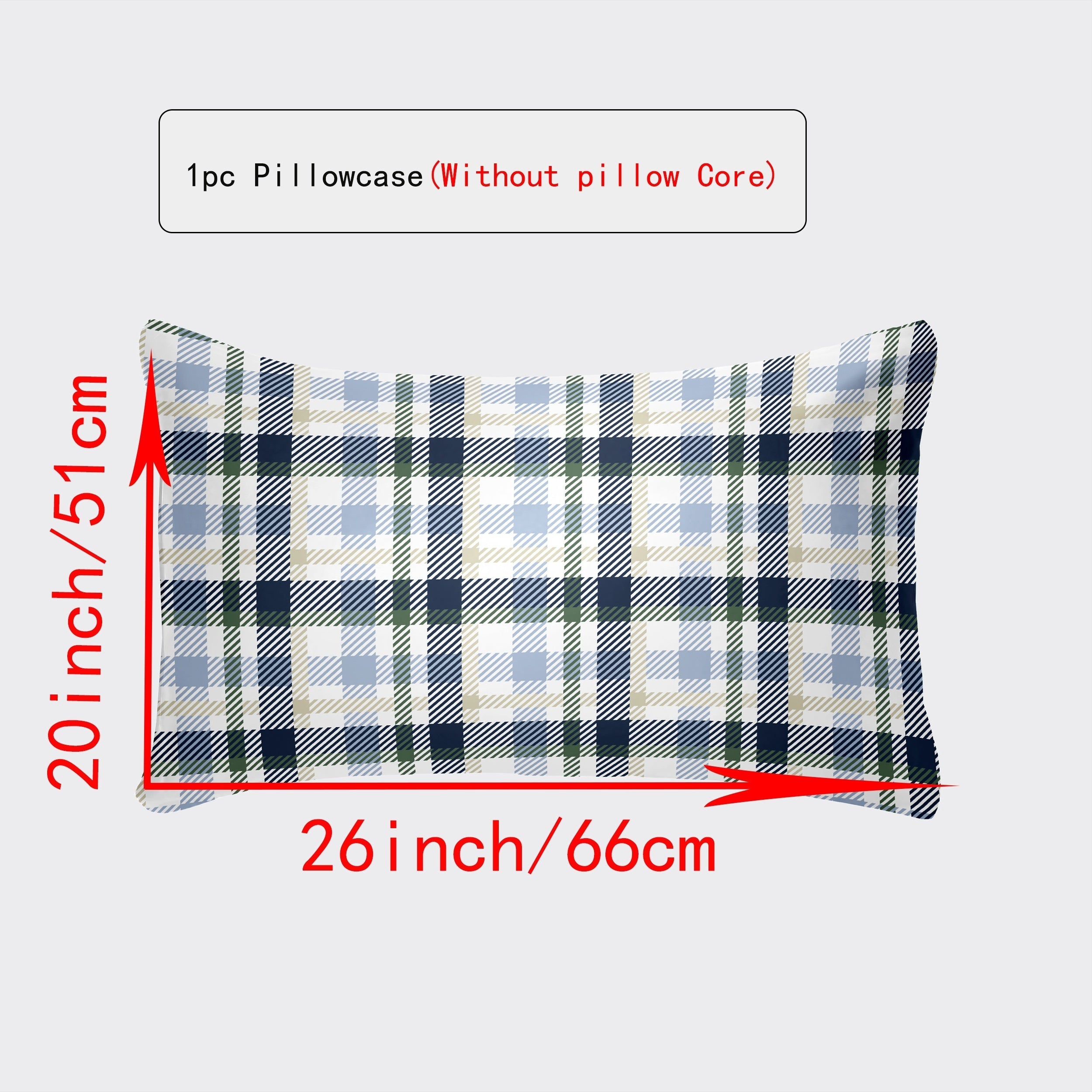 Luxurious Envelope Pillowcase Various Sizes White Gray Plaid Red Green Botanicals Leopard Geometric