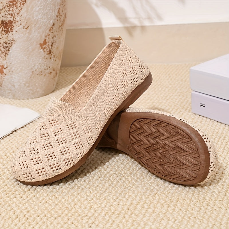 Women's Slip-On Flat Shoes Breathable Mesh Casual Summer Black Embellishments