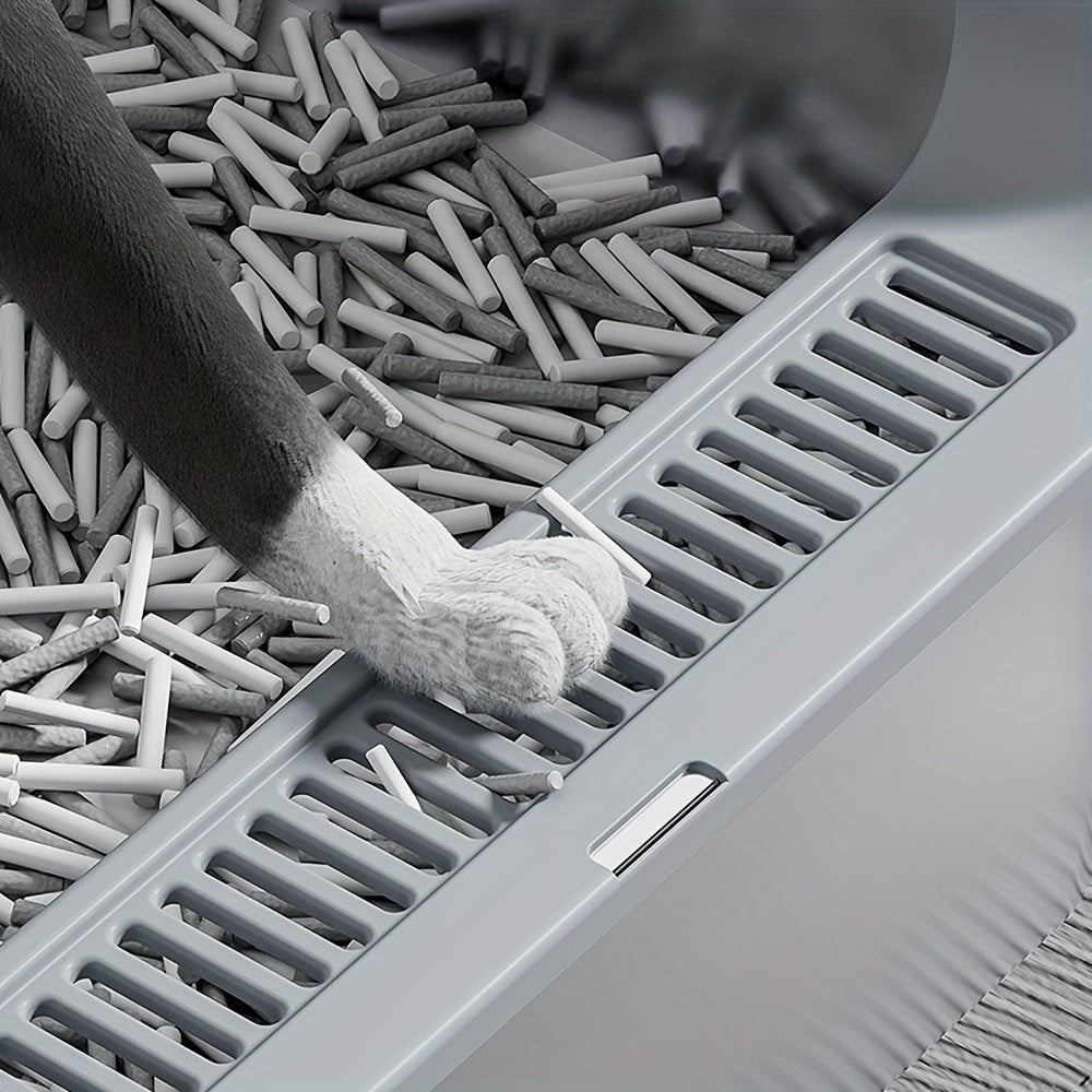 Large Stainless Steel Enclosed Cat Litter Box High Sides Odor-Resistant Leak-Proof