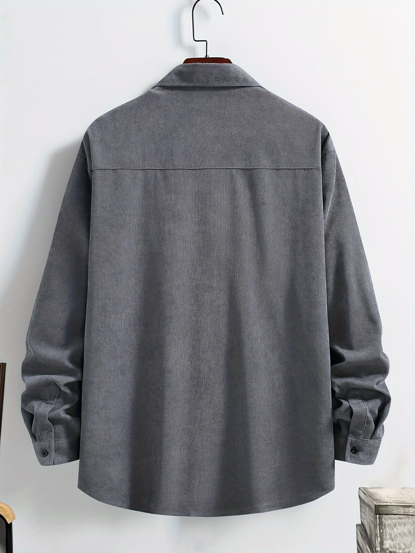 Erkaklar uchun tasodifiy korduroy rangli blokli uzun qo'lqonli ko'ylak, polyester yaka bilan, bahor/kovak uchun oddiy moslama, katta o'lcham.