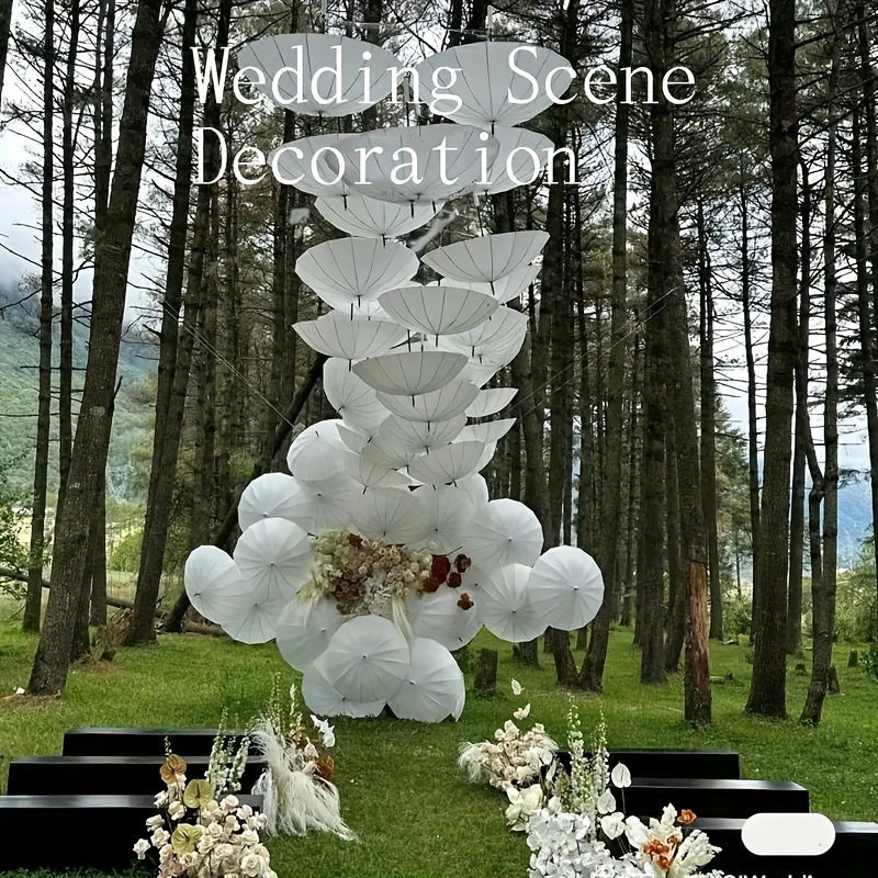 White Oil Paper Umbrella for Weddings and Photos Sun-Blocking Round Modern Style