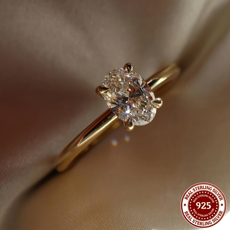 Sterling Silver Oval Synthetic Zirconia Ring 1CT 2CT 3CT for Wedding or Daily Wear