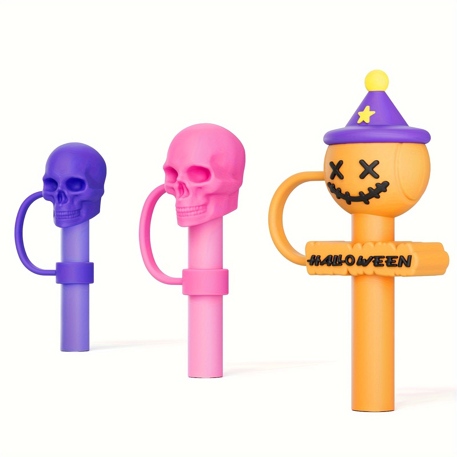 Halloween Themed Stainless Steel Water Bottles Set with BPA-Free Straws and Fun Lids 6 Pack