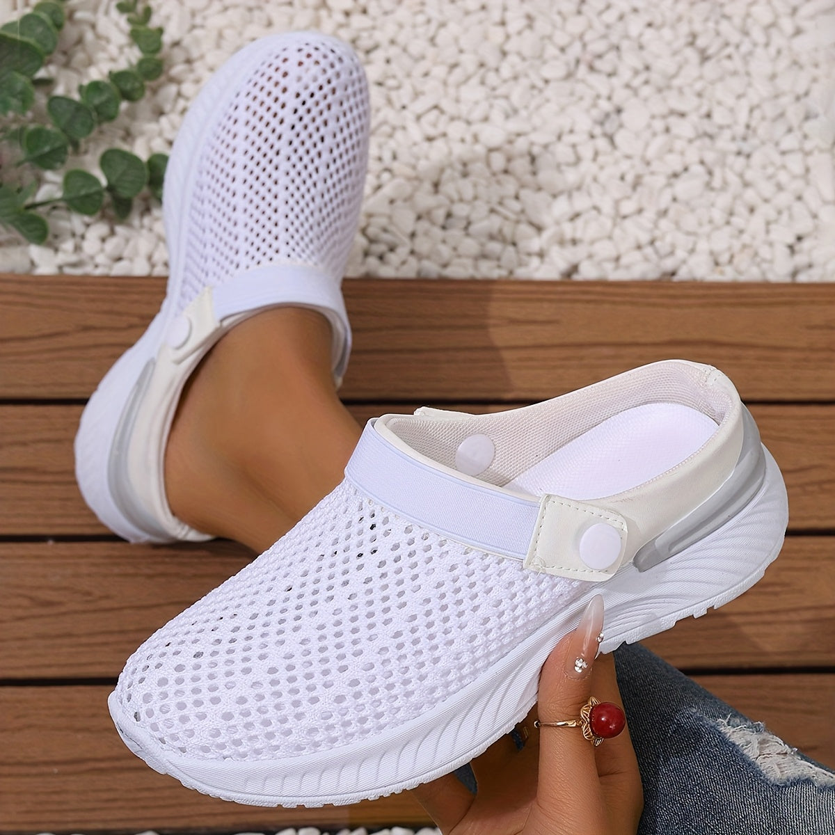 Women's Slip-On Sneakers White Pink Casual Summer Shoes