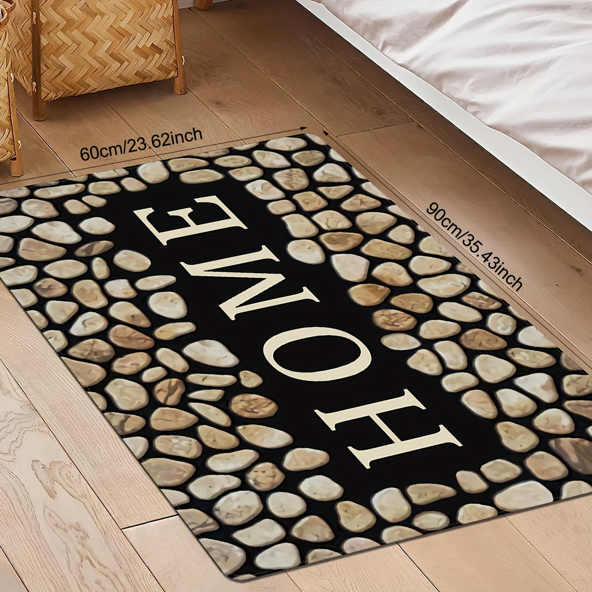Letter Print Door Mat Non-Slip Polyester Rug for Laundry Kitchen Guest Room