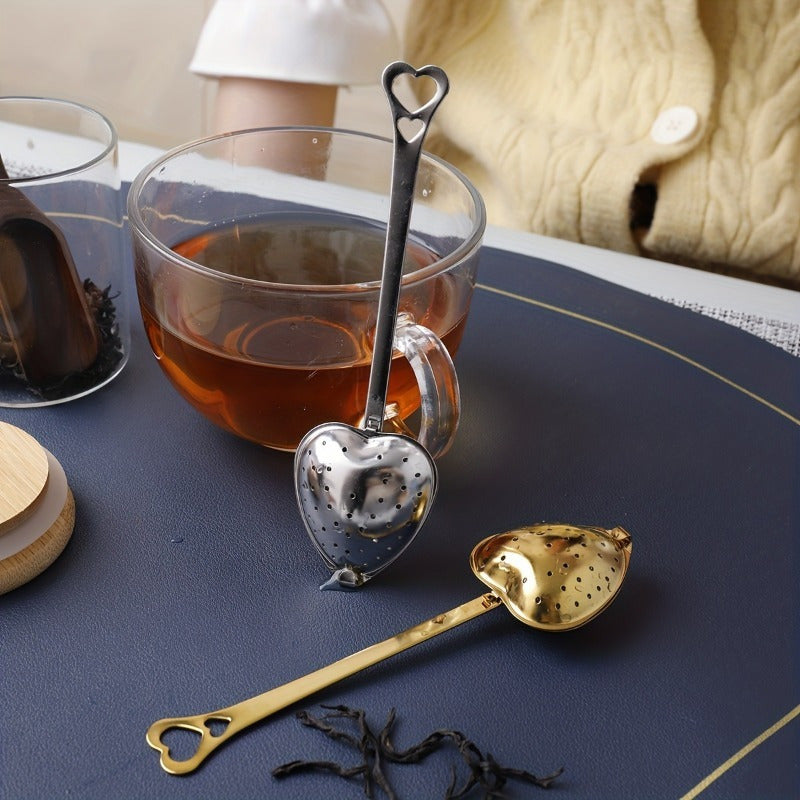 Stainless Steel Heart-Shaped Tea Infuser Long Handle Loose Leaf Tea Strainer