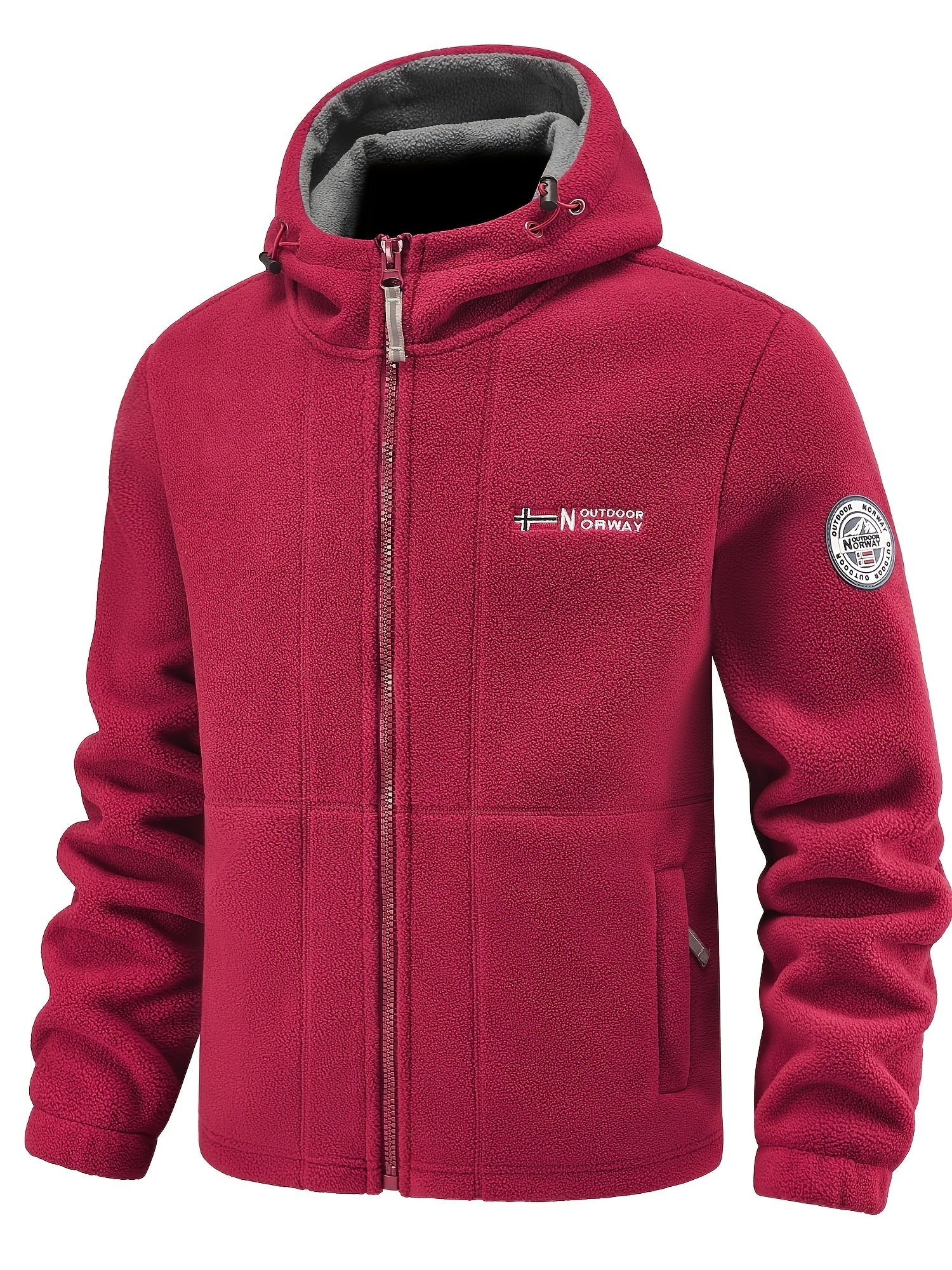 Мужская флисовая куртка с капюшоном, ветронепроницаемая, с застежкой-молнией, вышитыми карманами, осень-зима, для улицы