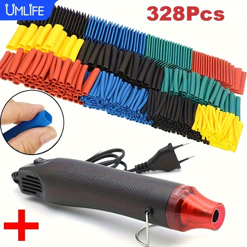 328pcs Heat Shrink Tube Kit with 300W Hot Air Gun for Wire Protection and DIY Projects