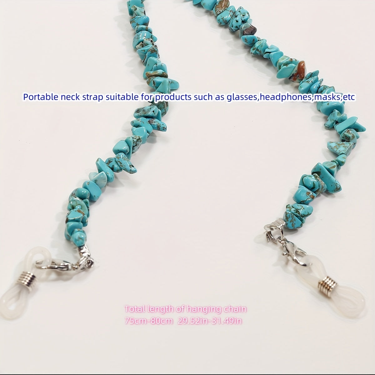 Цепочка из натуральных кристаллических чипсов с подвеской для очков и подвеской для наушников с кристаллом