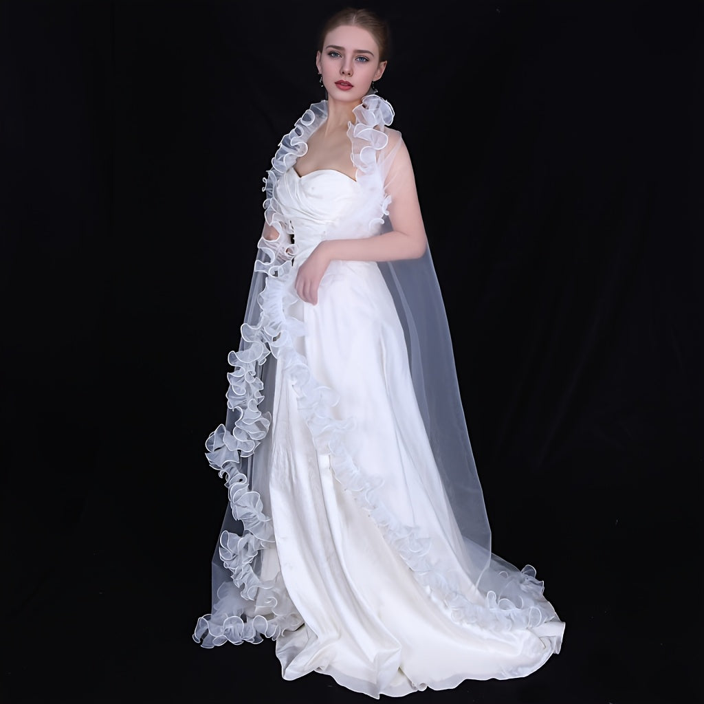 Elegant Bridal Veil Nylon Scalloped Edge Wedding Accessory Hand Washable