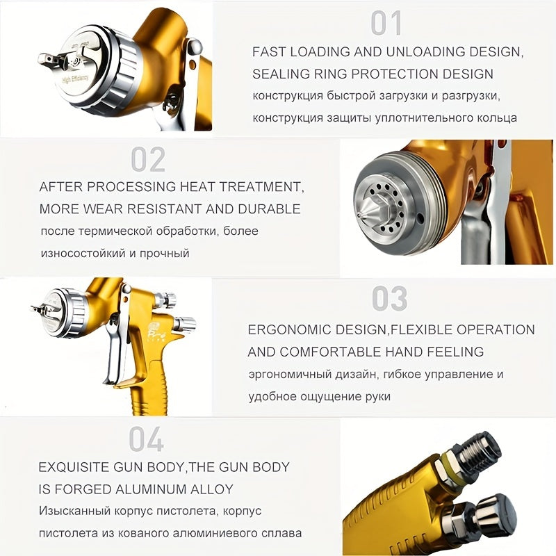Professional HVLP püskürtme quroli 1.3mm 600cc bo'yoq purkash uchun avtomobil mebel primer yuqori qatlam