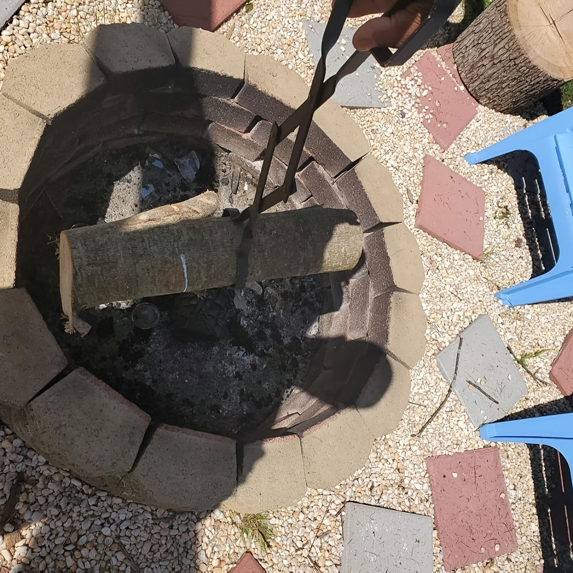 Durable Forged Iron Fire Tongs Log Grabber for Fireplace and Camping