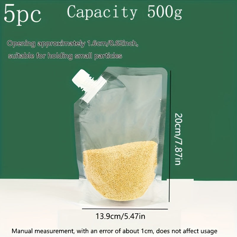 Juego de 5 bolsas reutilizables para almacenamiento de alimentos con boquillas, a prueba de fugas y resistentes a la humedad
