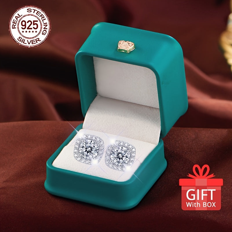 Sterling Silver Yurak shaklidagi Zirconia Stud Earinglar, gipoallergik sovg‘a qutisi