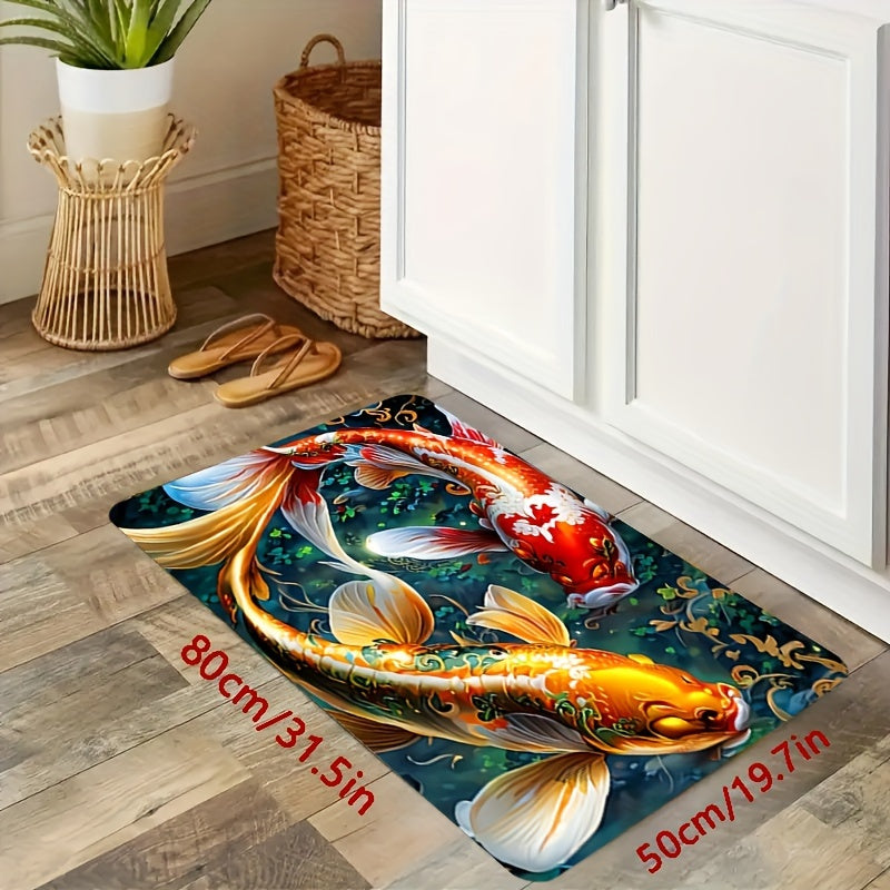 3D Fish Print Rug Non-Slip Washable Home Decor for Bedroom Office
