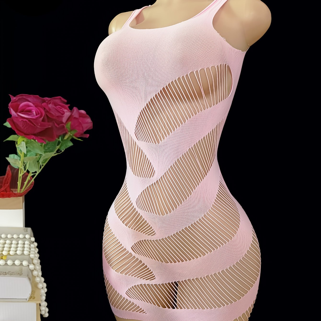 Women Mesh Fishnet Lingerie Dress Hollow Out Bodycon Cover Up Mini Beach Dress