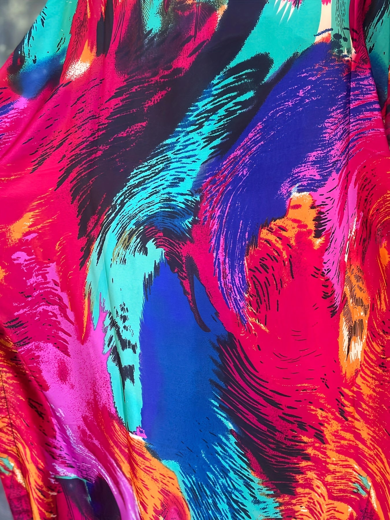 Plus Size Women's Boho Floral Print Maxi Dress Long Sleeve Beach Casual Flowing Fabric