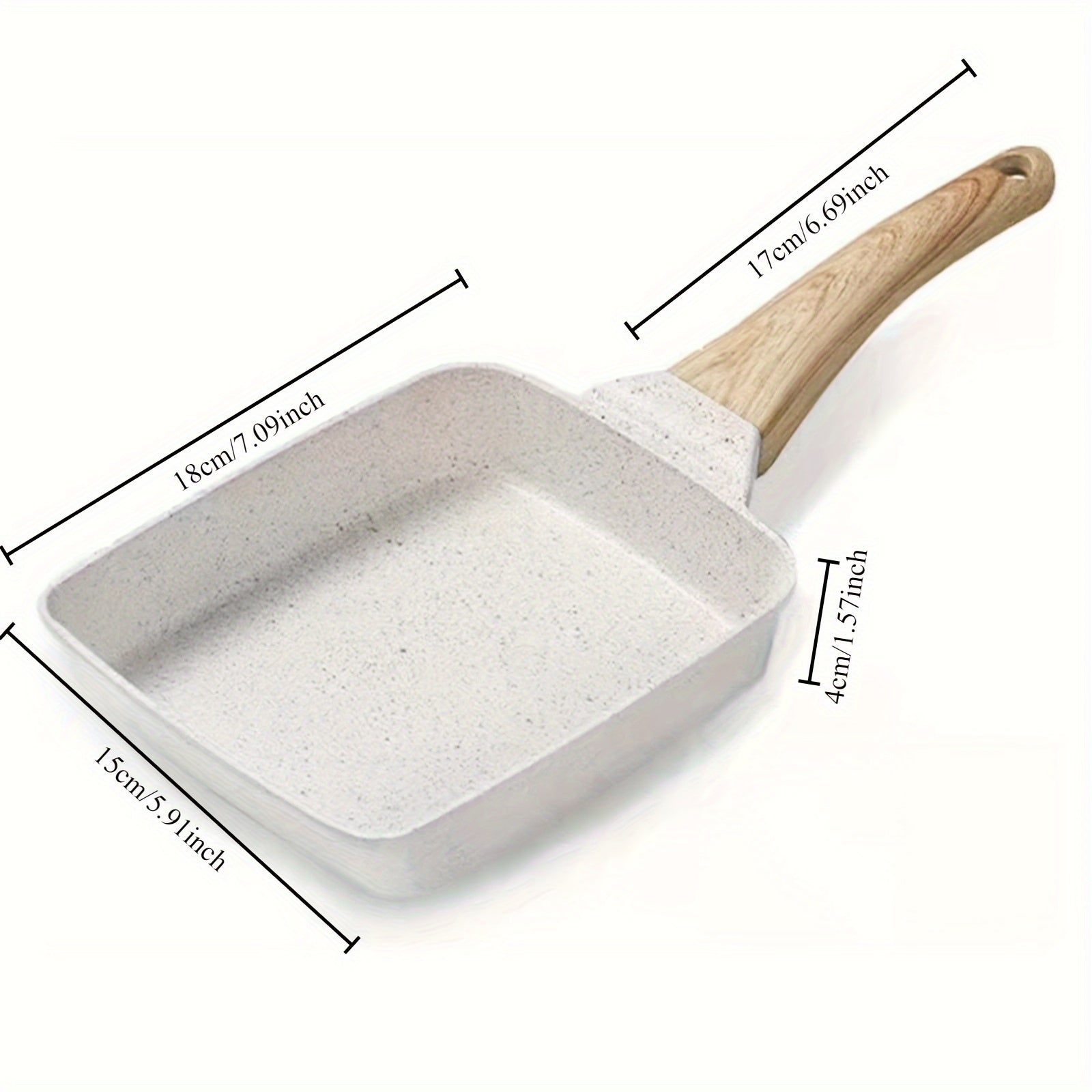 [Любимое у клиентов] Сковорода для тамагояки: квадратная японская сковорода для омлета с деревянной ручкой, антипригарная сковорода для яичных рулетов, прямоугольная сковорода - 1 шт., размер 14.99*17.98 см - Кухонная утварь