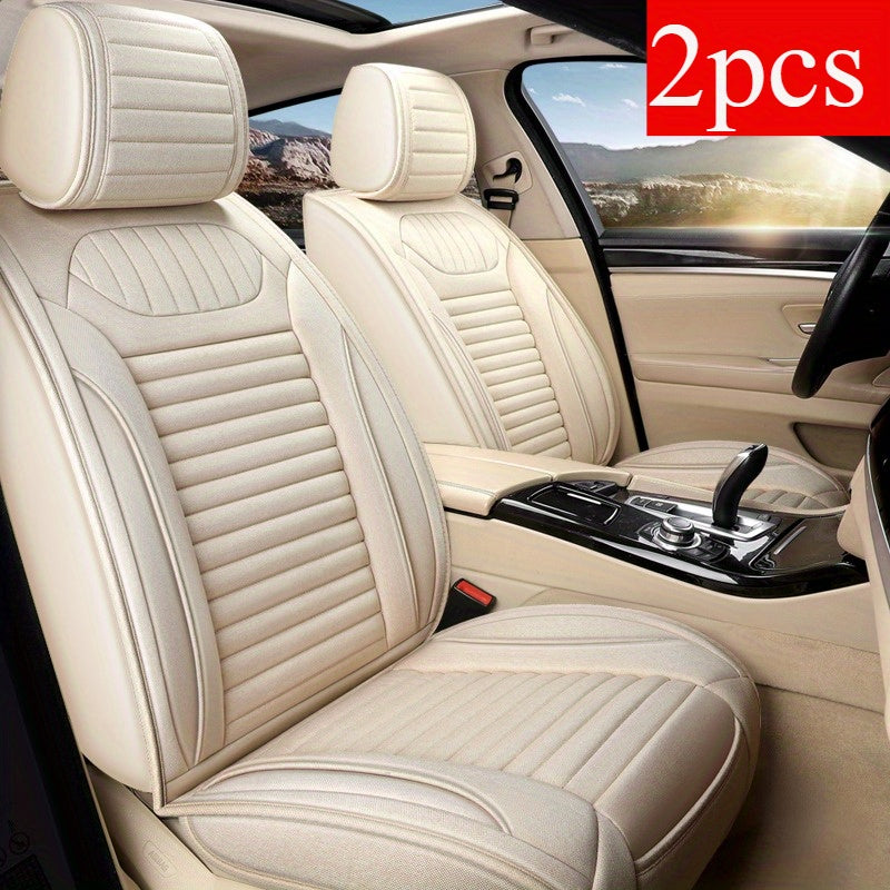 2PCS fundas de asiento de coche de lino premium ajuste universal cobertura total para todas las estaciones