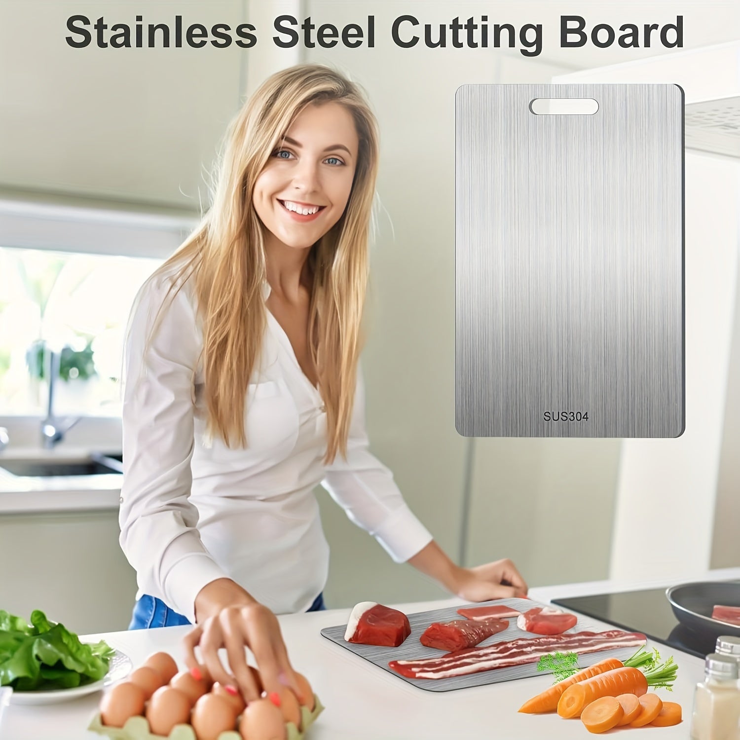 Titanium Steel Cutting Board Double-Sided Food Grade Durable Knife Safe