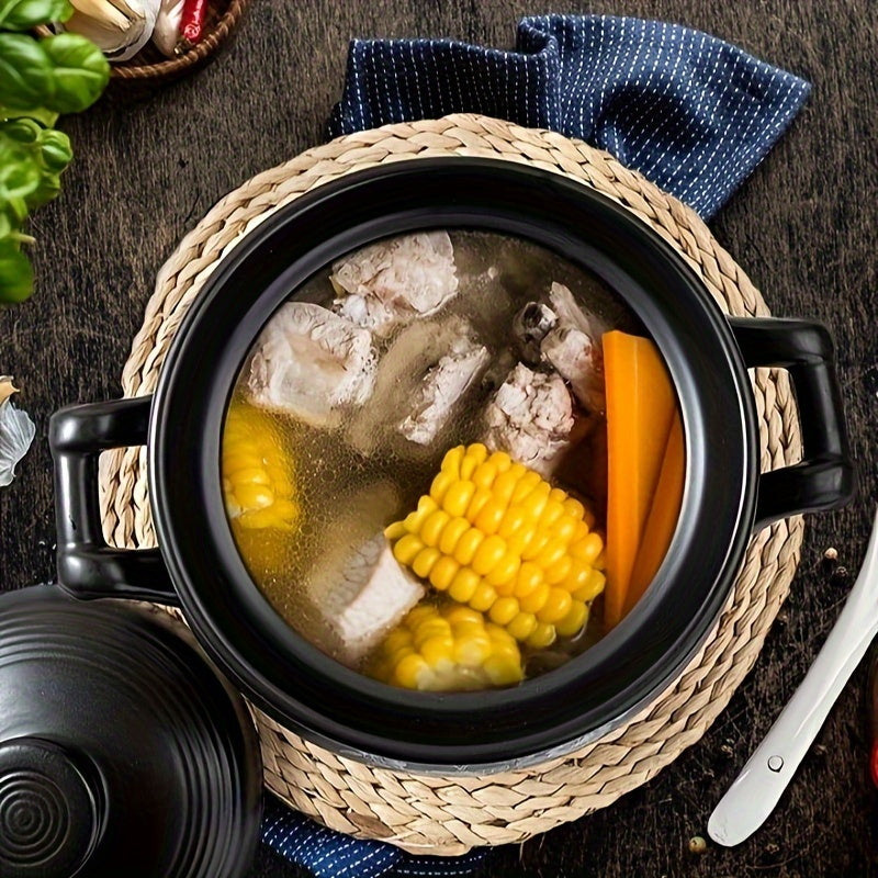 Yuqori Haroratga Bardoshli Keramika Qozon - Katta Hajmli - Oval Sho'rva Qozoni Uyda Pishirish va Restoranlarda Foydalanish Uchun Ideal, Sinmasligi Kafolatlangan