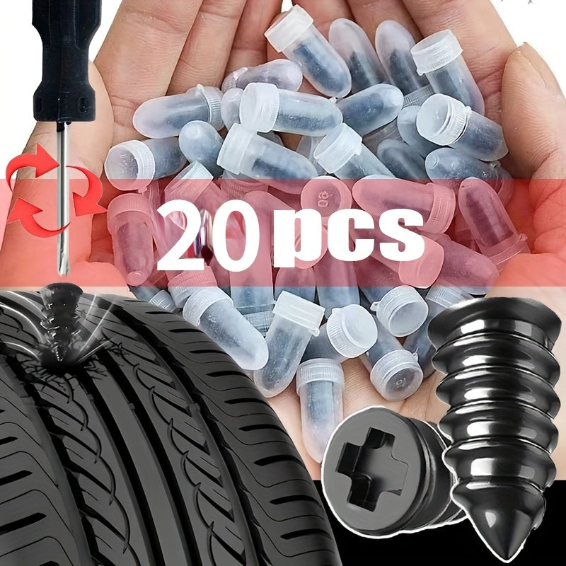 Universal Tire Repair Kit 20pcs Rubber Nails with Tool for Cars Motorcycles Trucks