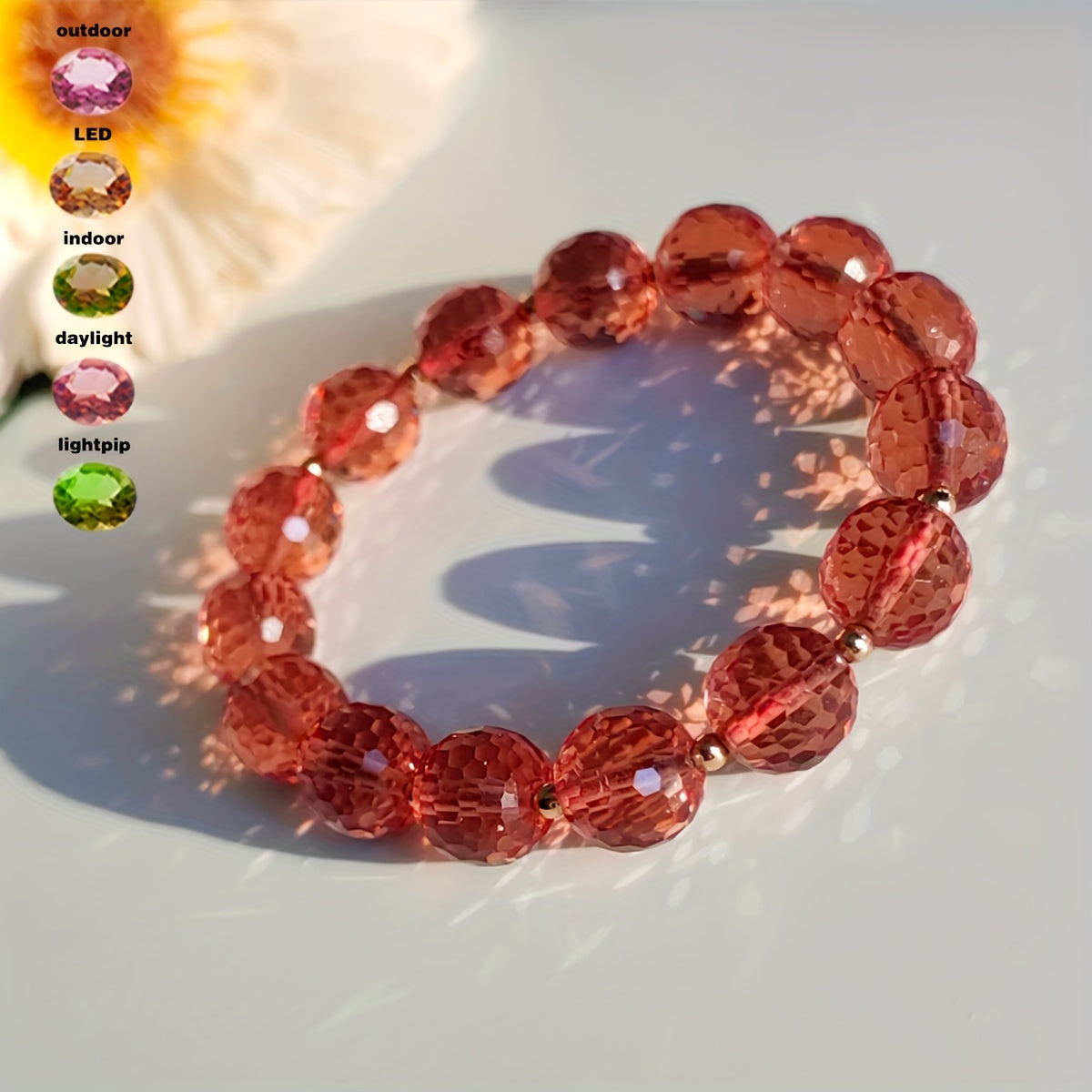 Women's Diaspore Bracelet with Color-Changing Beads and Silver Tone Metal