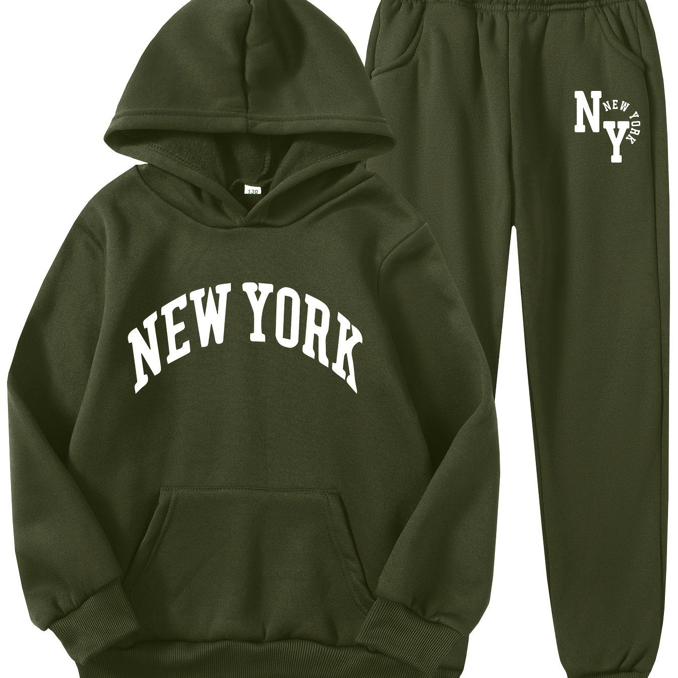 Bolalar uchun Nyu-York harfli printli hoody va sport shimlari to'plami. Kengaytirilgan polyester to'qima matosidan tayyorlangan, cho'ntaklari bor. O'g'il bolalar, qizlar, o'smirlar va bolalar uchun ozgina cho'ziladigan va odatdagi moslikda. Ideal uchun