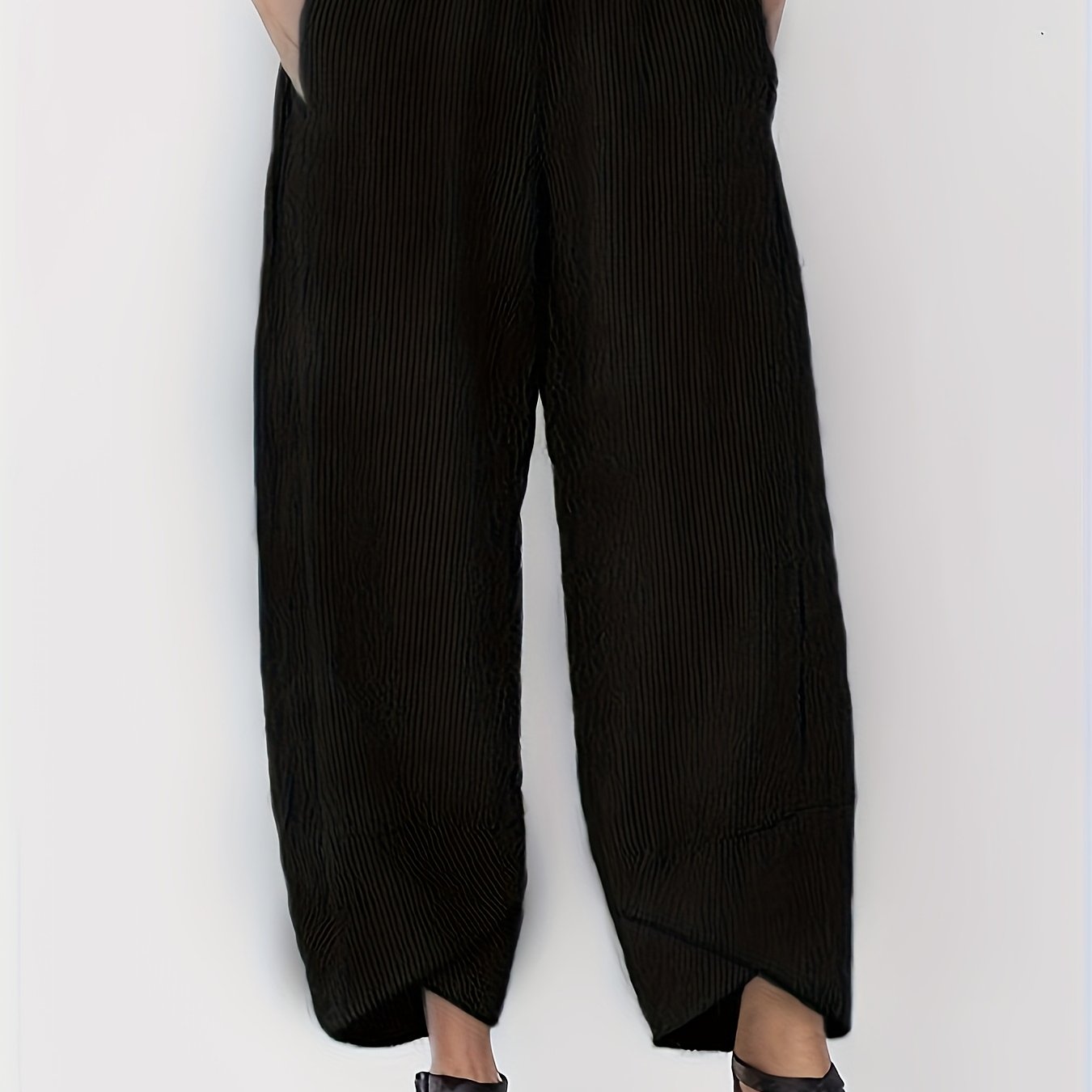 Women's Loose Straight Fit Plus Size Pants in Plain Color