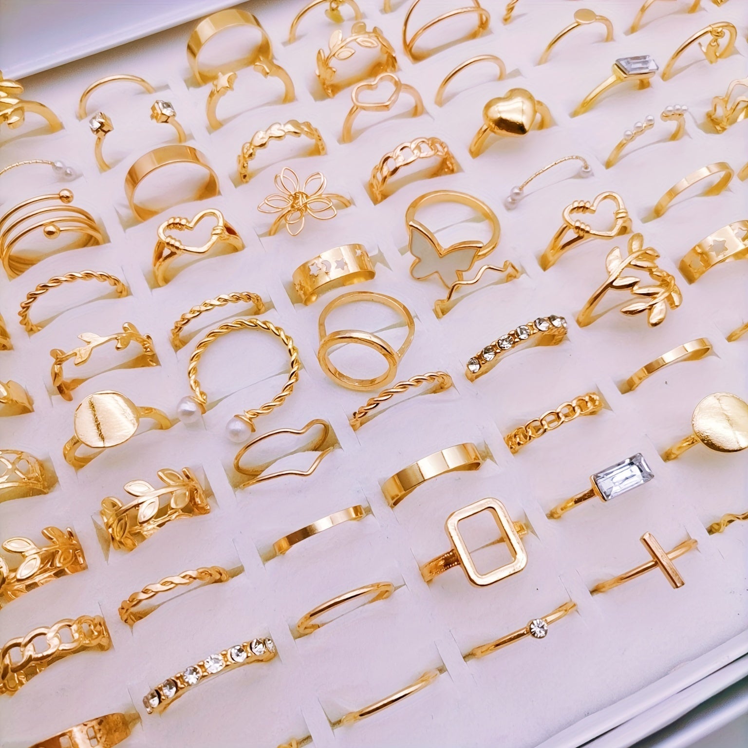 Set of 37 Y2K Boho Chic Rings for Women with Butterfly Designs for Weddings and Parties