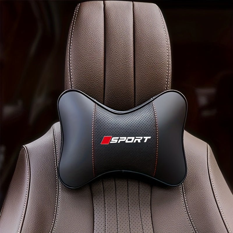 Unisex Breathable Faux Leather Windmill Car Headrest Cover with SPORT Logo