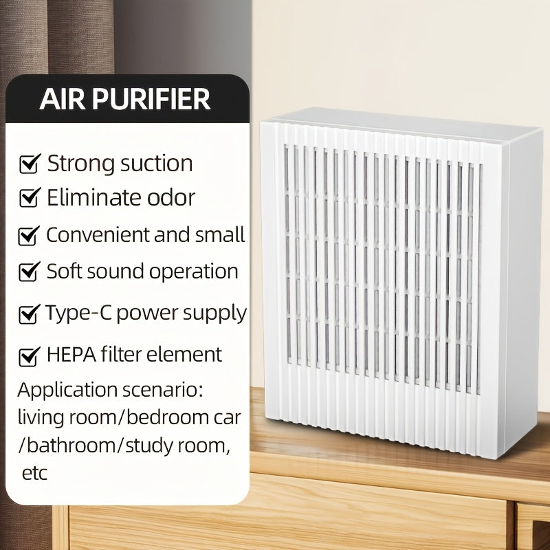 Portable USB Air Purifier for Home Office Bedroom Compact Smoke Formaldehyde Negative Ions