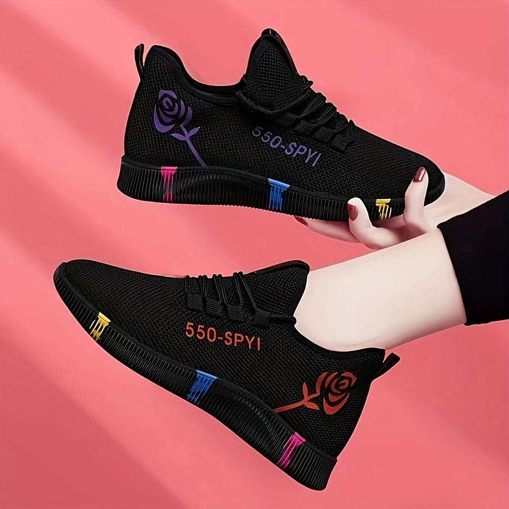Women's Mesh Sneakers Lightweight Black Casual Low-Top Shoes