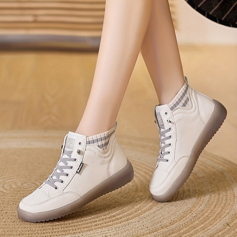 Women's Solid Color Casual Slip-On Platform Boots with Soft Sole